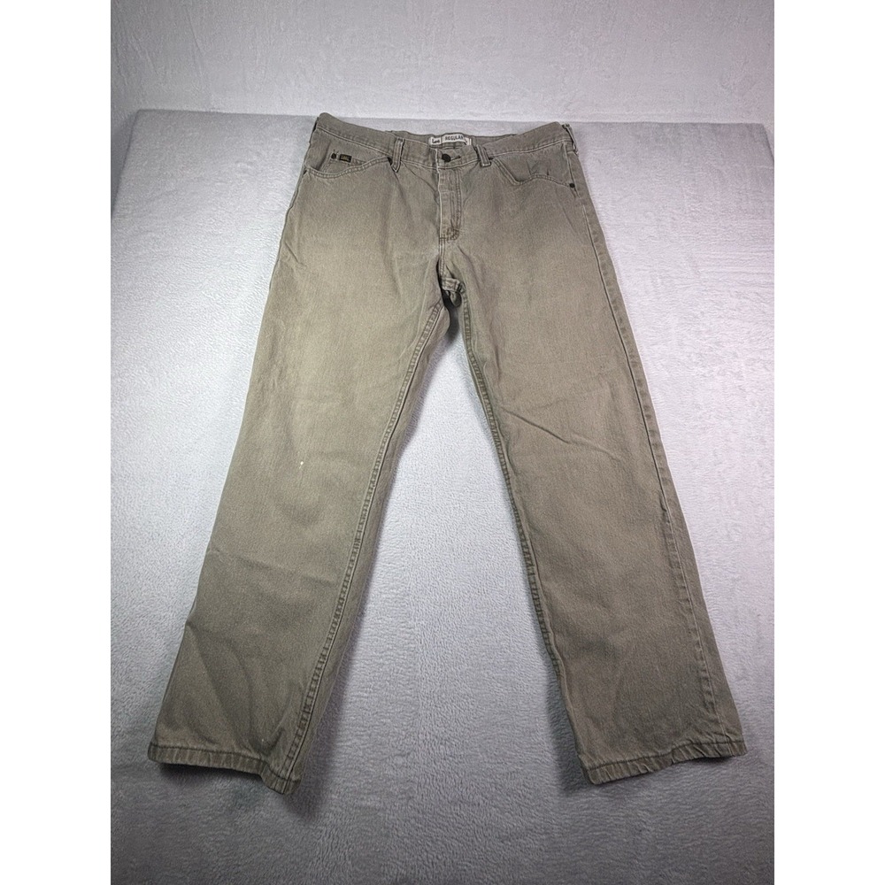 LEE Mens Tan Beige 100% Cotton Regular Fit Jeans Straight Workwear Size 40x30